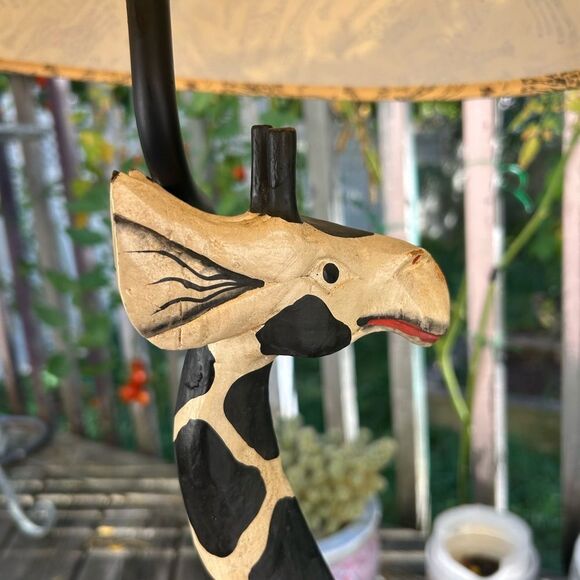 Wooden Giraffe Table Desk Lamp Light Vintage Mid-Century Metal Base 33" Tall - Picture 3 of 16